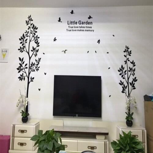 Diy Home Decor Wall Stickers 3d Wall Decals Tree Birds Sofa Background Decorations Acrylic Art Sticker Mural Black Wallpaper B