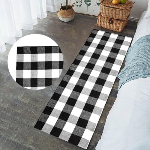 Cotton Buffalo Plaid Rugs Buffalo Check Rug 24''x71'' Cotton Checkered Outdoor Rug Outdoor Doormat For Kitchen Bathroom #G3