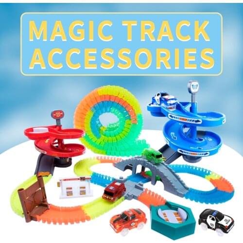 Curved Track Roller Coaster Toy Magical Track Assembly Education Magic Glowing Racing Toy Flash Lifts Children' educational toys