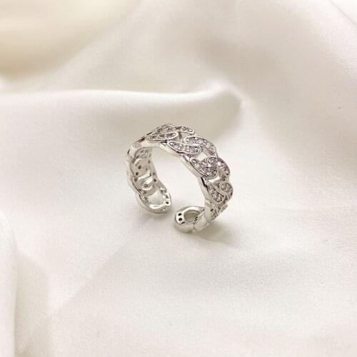 New style zircon hollow blank gold plating opening adjustable ring female sparkling fashion temperament index finger ring