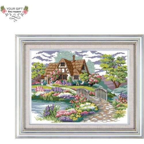Joy Sunday F027 14CT 11CT Counted and Stamped Home Decoration Dream House Cross Stitch Kits