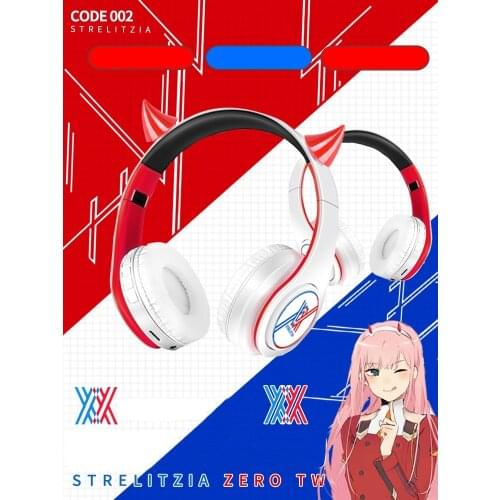 Darling in the franxx 02 Zero Two Headset Izumi Sag Cosplay Prop Anime Nakano Miku Headwear SCP Wireless Headphones With Card