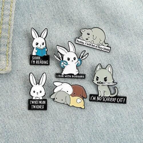 Creative New Cute Animal Series Brooch Ins Fashion Cartoon Rabbit Hamster Letter Badge All-match Backpack Clothing Accessories
