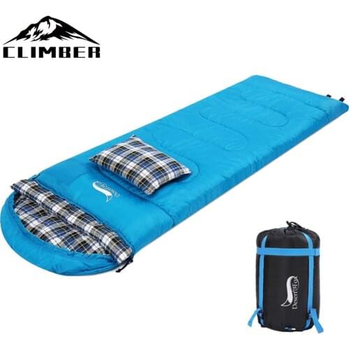 New Store Soft Flannel Sleeping Bags with Pillow for Adult Kids Winter Sleeping Bag Warm Lining Hiking Camping Bags with Sack
