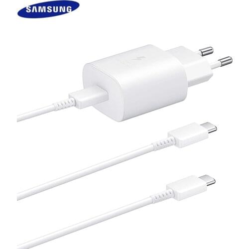 Original Samsung Galaxy Note 10 25W Super Fast Charging Adapter PD Charger 100CM USB C To USB C Cable For S20 Ultra S20+ A71 A91