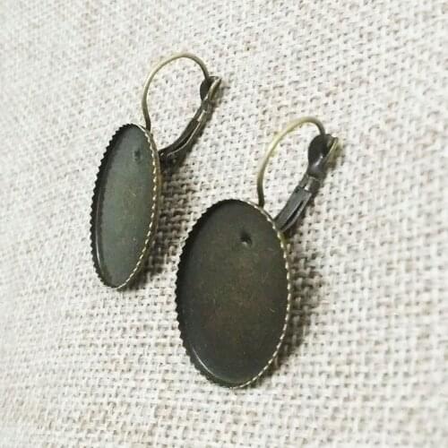 Cameo Cabochon bezel Earrings base blank tray sitting French Hook clip clasp lever back earring findings Glass Dome frame Glue