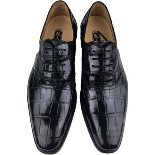 Ousidun crocodile Men formal shoes Handmade shoes men dress shoes business Casual shoes Big yards crocodile leather shoes