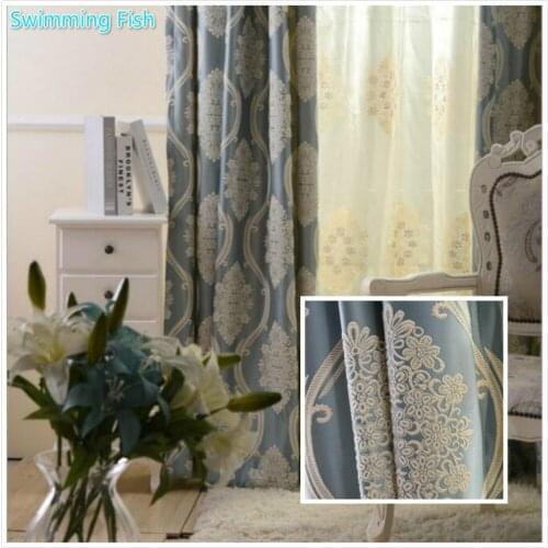 Euro Style Curtain Dense Double Face Jacquard Blackout Curtain Drape For Bedroom Window Blind Custom Made Living Room Cortina