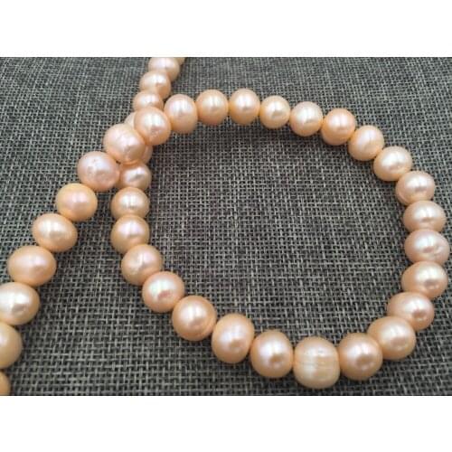 Authentic nature light orange freshwater pearl loose beads15" 9-10MM AAA