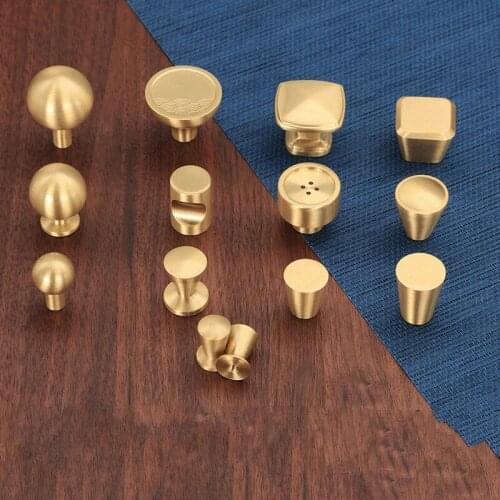 Modern Pure Brass Furniture Handle Hardware Wardrobe Drawer Knob Gold Single Hole Solid Cabinet Door Handle Home Decoration
