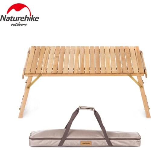 Naturehike Outdoor Folding Egg Roll Camping Table Portable Family Travel Solid Wood Table Picnic Barbecue Supplies Bearing 40kg