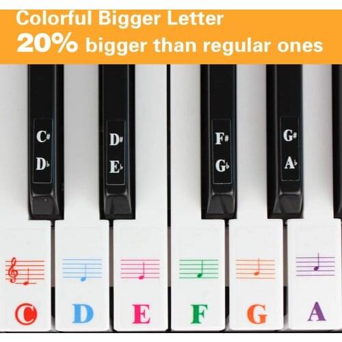 Hand-Rolled Letters 37/49/54/61/88 Key Transparent Detachable Music Decal Electronic Piano Keyboard Sticker For Beginners Kid
