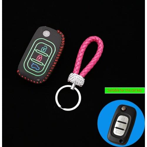 High Quality Luminous Car Leather Key Cover For LADA Sedan Largus Granta Kalina Vesta X-Ray Foldable Remote Control Shell