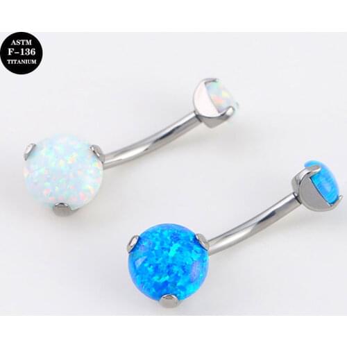 14G Implant Grade Titanium ASTM F136 Internal Thread Navel Belly Ring Ombligo Oreja Piercing Jewelry with Opal Ball