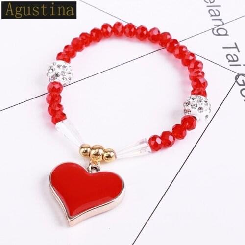 2019 Natural stone Bracelets & Bangles Charm with love heart Bracelet For Women Pendant Crystal Beading Bracelet Brand new