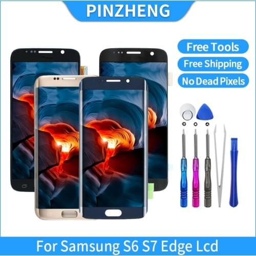 PINZHENG LCD For Samsung Galaxy S6 S7 G930F Touch Screen Display For Samsung S6 S7 OLED LCD Digitizer Assembly Free Shipping