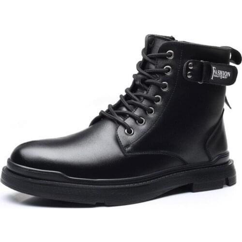 Winter Fashion Martin Boots Men Plus Fur Mens Locomotive Black Boot High Top Warm Man Outdoor Shoes Tooling Booties