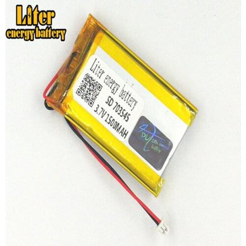 1.25MM 2pin connector 3.7V 703545 1500mah e-books GPS PDA Car recorder lithium polymer li-ion rechargeable battery lipo battery