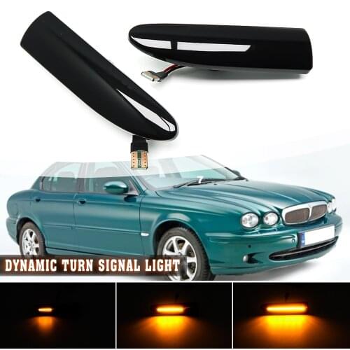 2pcs Amber For Jaguar X-Type 2002 2003 2004-2009 Car LED Dynamic Turn Signal Lights Side Marker Fender Blinker Indicator Lamp