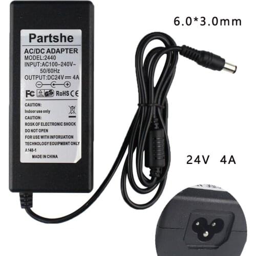 24V 4A 6.0*3.0mm Adapter for Zebra P110i P120i ZXP Series 3C Barcode Thermal Label Printers