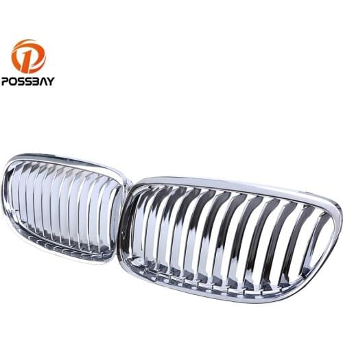 POSSBAY Car Styling Full Chrome Kidney Racing Grille for BMW 3-Series E90 Sedan 2008-2011 Facelift Front Center Hood Grilles