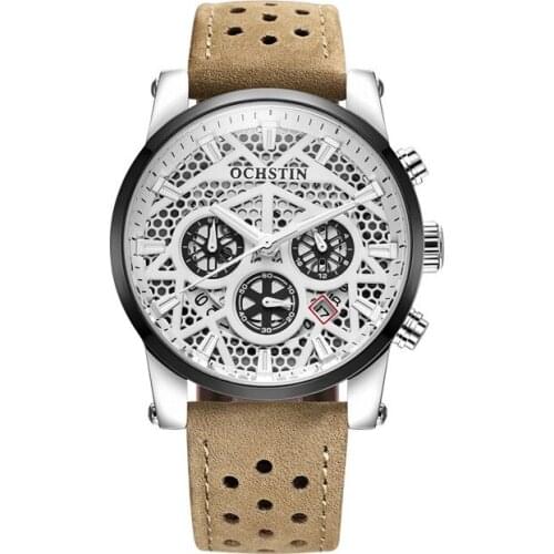 OCHSTIN Men Watches Men Sports Watches Fashion Unique Skeleton Watches Leather Band Quartz Wristwatches Relogio Masculino 2020