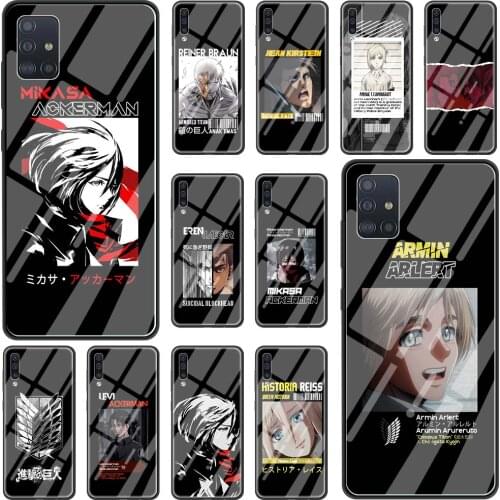 Phone Case for Samsung Galaxy A51 A71 A50 A21s A31 A70 A10 A41 A30 A40 A11 A91 Glass Cover Attack On Titan Levi Ackerman