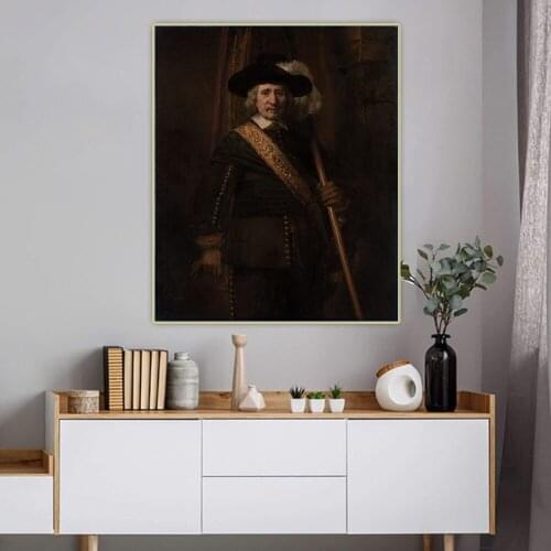 Citon Rembrandt《The Standard Bearer》Canvas Art Oil Painting Famous Artwork Poster Picture Wall Background Decor Home Decoration