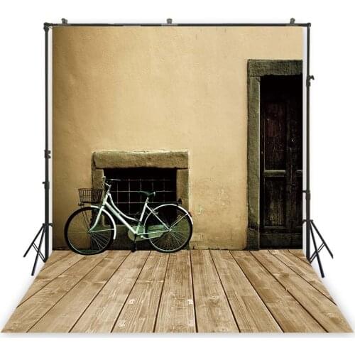 Exterior Front Door Windows Background Bicycle Vintage Wall Backdrop Photocall Studio Photo Shoot Filming Pictures Photography