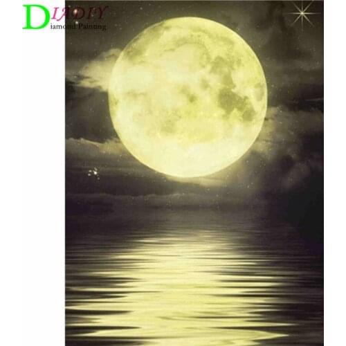 DIADIY 5D DIY Diamond Painting Moon Full Square Diamond Embroidery Landscape Cross Stitch Mosaic Sale Home Decoration