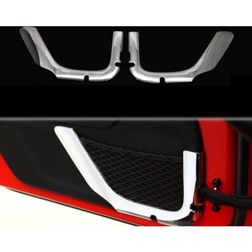 For Jeep Wrangler 2 Doors 2011-2015 Door Storage Net String Bag Cover Trim Chrome Decorative Frame Car Styling Car Accessories