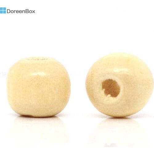 Doreen Box hot- 200 Beige Dyed Round Wood Spacer Beads 10x9mm (B11032)