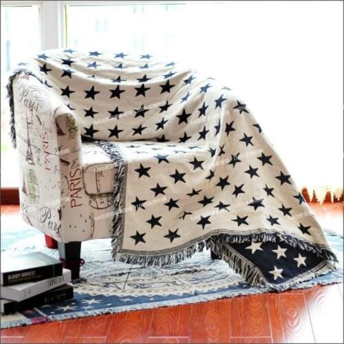 Double-sided American Star Sofa Throw Blanket Home Decorative Thick Knitted Blanket Anti-skid Sofa Cover Fashion Room Carpet