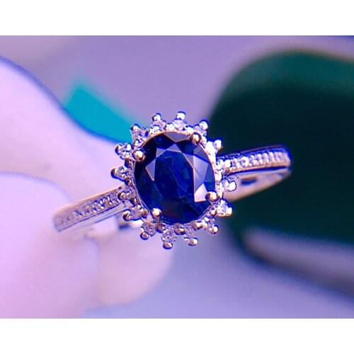 E515 Blue Sapphire Ring 1.02ct Real Pure 18 K Natural Unheat Blue Sapphire Gemstone Diamonds Stone Female Ring