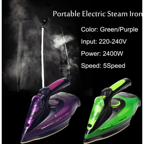 2400W Electric Rope Steam Iron Cordless Charging Steam Iron 5 Speed Adjust Clothes Ironing Steamer ABS+Ceramic Soleplate EU Plug