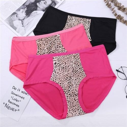 Cotton Mid Waist Leopard Women Underwear Transparent Lingerie Breathable Briefs Sexy Underwear Women Cotton Crotch Lingerie