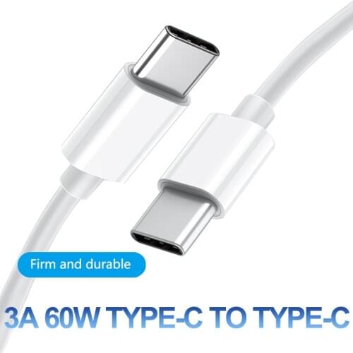 60W USB Type C To USB C Cable USB-C PD Fast Charging Charger Wire Cord for Macbook Samsung Xiaomi Type-C USBC Cable 1M