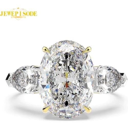 Jewepisode Classic Wedding Jewelry Ring 100% 925 Sterling Silver Oval Created Moissanite Ruby Citrine Diamond Rings for Women