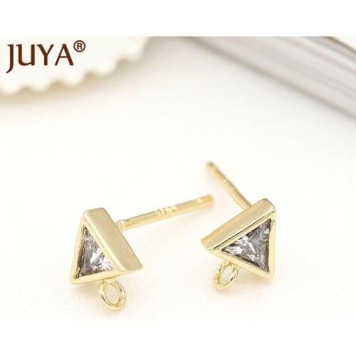 Korean Mini Triangle Earring Makings DIY Inlay Zirconia Earrings Finding Jewelry Supplies For Hanmade Accessories