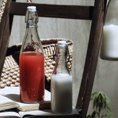 Creative home large-capacity juice glass water bottle glass oiler milk soda enzyme wine bottle