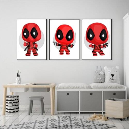 Marvel Deapool and Spiderman Movie Canvas Painting SuperHero Art Cartoon Comic Posters and Print Wall Art Picture for Home Decor