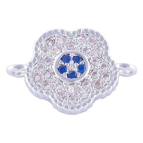 Fashion Jewelry 5pcs Zircon Flower Charms Connectors For Bracelet Women Wholesale Copper Micro Pave Charms Jewelry Accessories