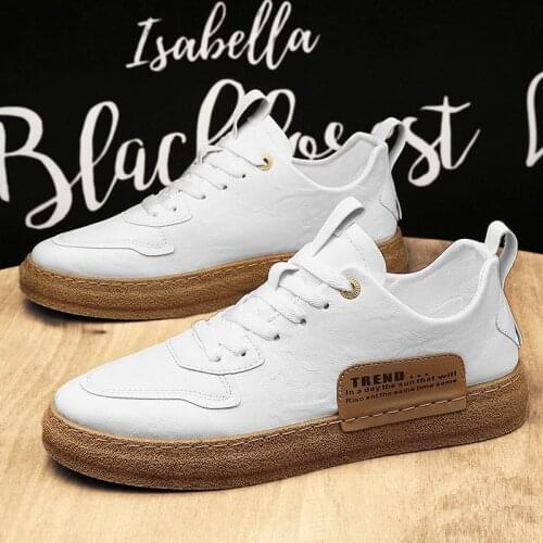 WEH Men Vulcanized Shoes Leather Men Shoes Sneakers 2021 Trend White Casual Shoe Italian comfortable shoes Leisure Male Sneakers