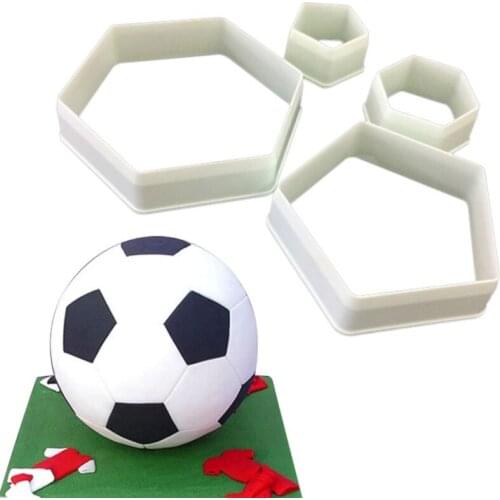 Hot 4pcs Plastic Football Cookie Cutter Hexagon Cutters Set- 4 Size -DIY Cake Decoration Gumpaste Fondant Mold