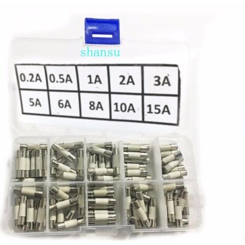 5*20 Fast Quick Blow ceramic Fuse Assortment Kit, 5x20MM, 0.2A,0.5A 1A 2A 3A 5A 6A 8A 10A 15A/250V+ Box Free Shipping