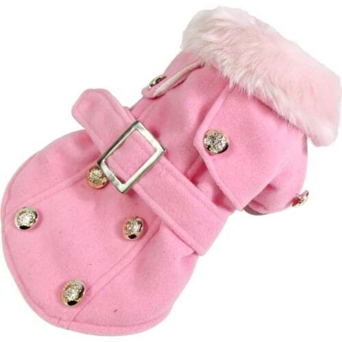 New Luxury Dog Clothes Belt Button Pet Coat Puppy Jacket Vest Warm Doggie Overcoat Chihuahua Teddy Bulldog Cat Trench Supply