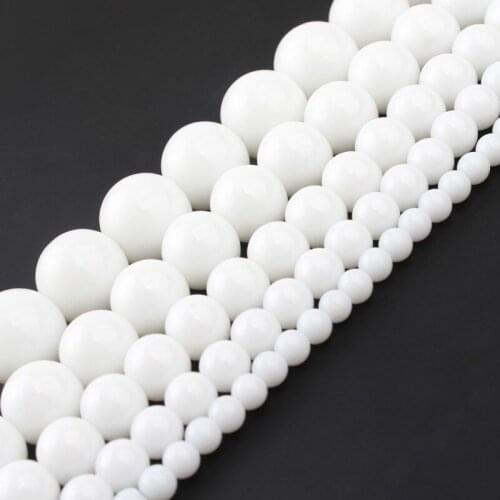 Wholesale Natural Tridacna White Stone Round Loose Beads For Jewelry Making DIY Beaded Bracelet Necklace 4 6 8 10 12 MM 15 Inch