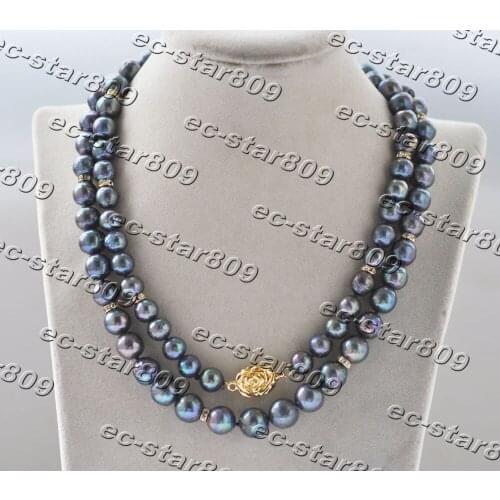 Z11176 17“~35" 12mm Round Black Edison KESHI Pearl Necklace CZ Choker Fine Women Fine Jewelry