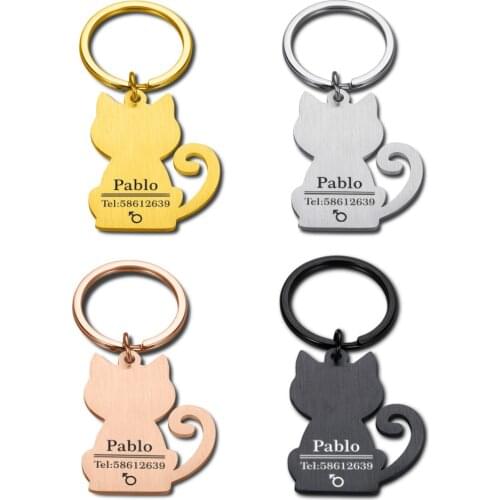 Personalized Cat ID Tags Custom Name Phone Number for Kitten Cat Engraved ID Tag Collar ID Tags Stainless Steel Pendant Cat Tags