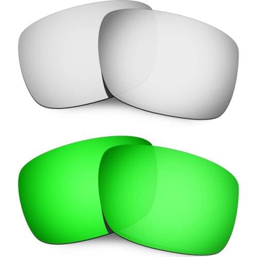 HKUCO For Drop Point Sunglasses Polarized Replacement Lenses - Silver&Green 2 Pairs